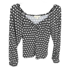 Michael Kors Woman’s black and white geometric blouse Large minimalist NWT